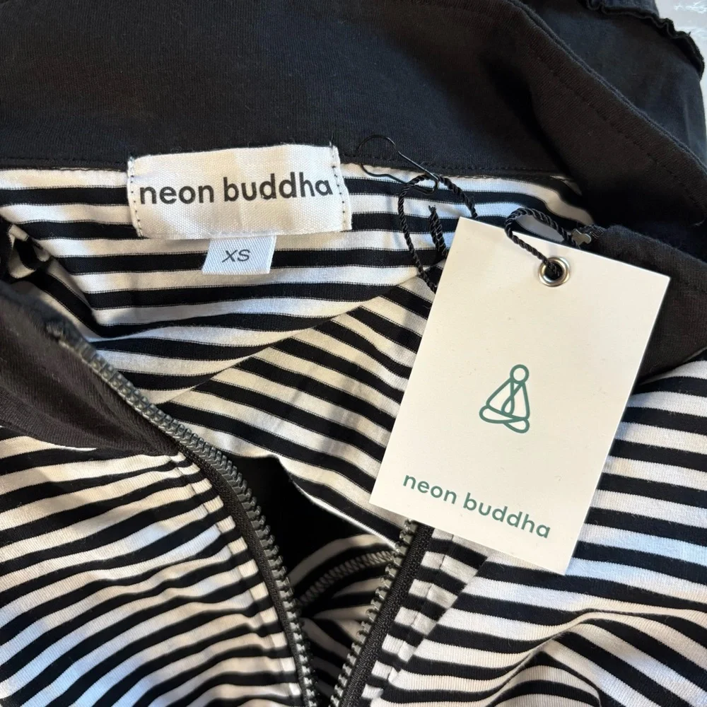 Neon Buddha black white stripes front row tiered ruffle zip up jacket pockets XS - Picture 14 of 15